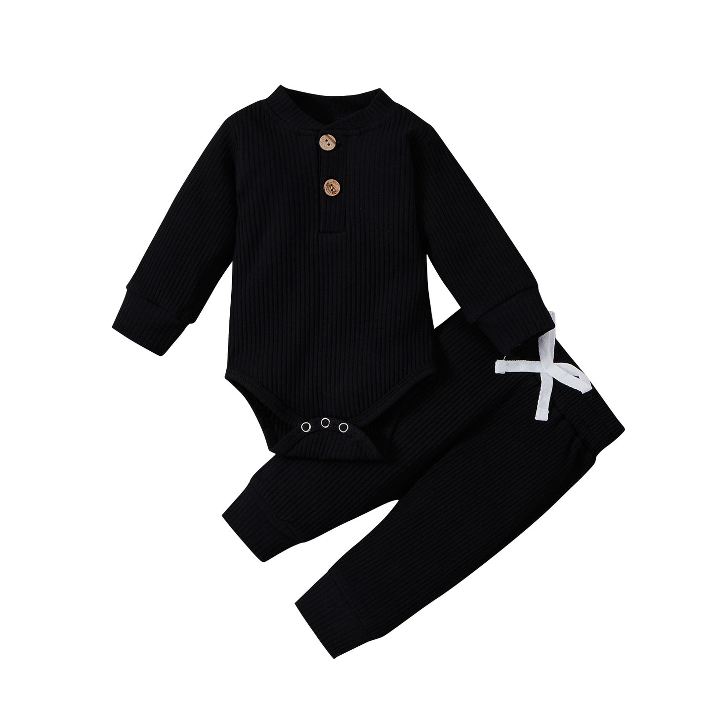 Comfy and Cozy Unisex Baby Toddlers Cotton Long Sleeve Romper and Pants Homewear Set