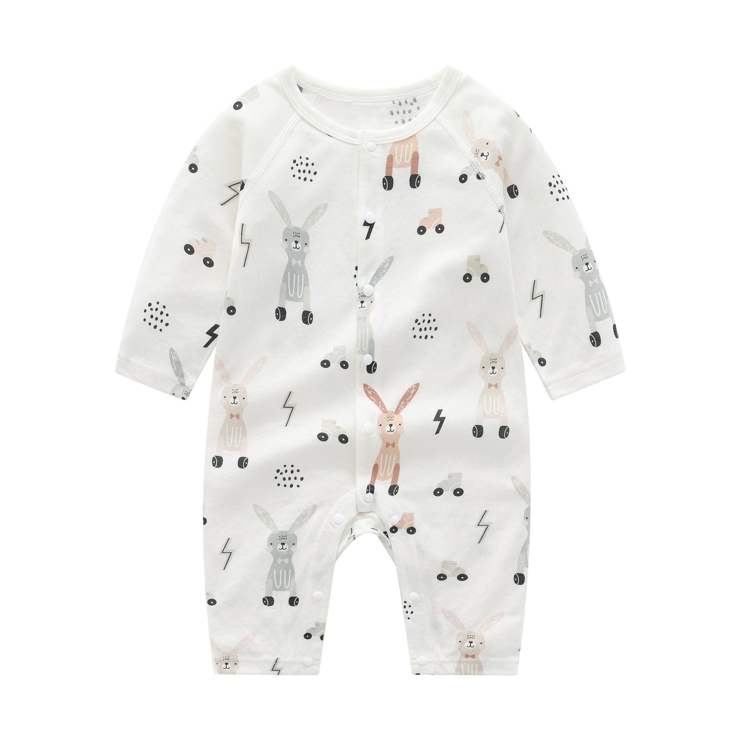 Baby Unisex Animal Style Slub Cotton Jumpsuit