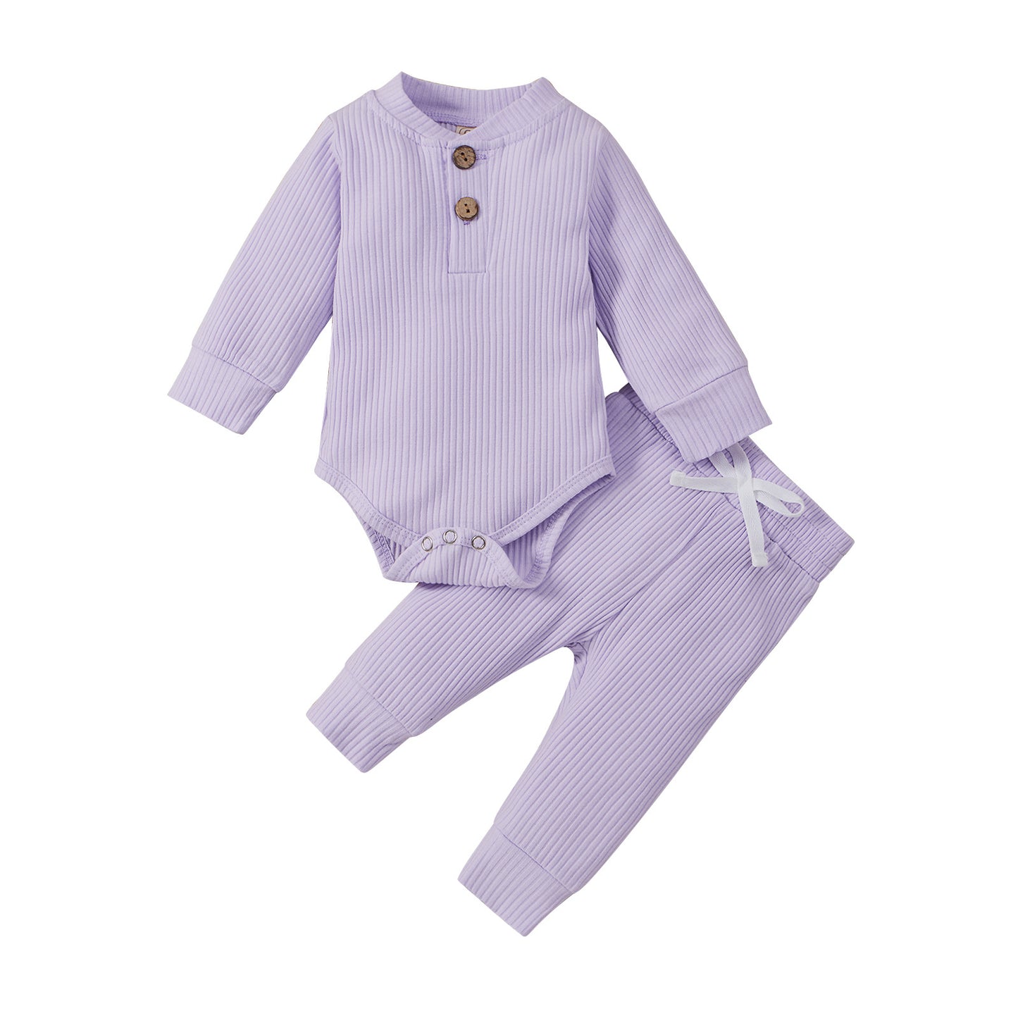 Comfy and Cozy Unisex Baby Toddlers Cotton Long Sleeve Romper and Pants Homewear Set
