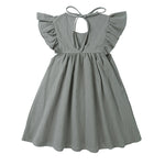 Toddler Girl Linen Cotton Ruffle Sleeve Causal Solid White Princess Dress - Perfect for Summer!
