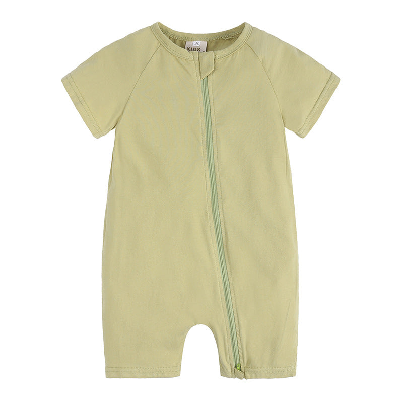 Baby Unisex Solid Cotton Zip Jumpsuit