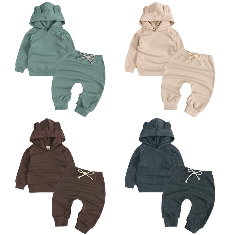 Baby Unisex Bear Style Long Sleeve Outfit Set - Hoodies with Pants