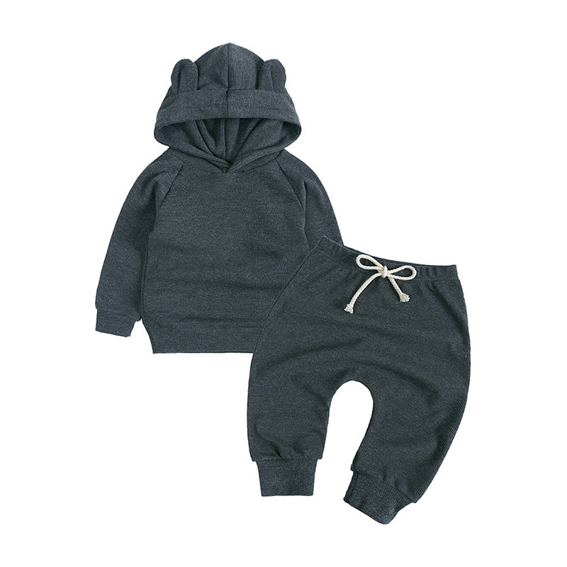 Baby Unisex Bear Style Long Sleeve Outfit Set - Hoodies with Pants