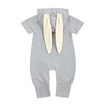 Baby Unisex Rabbit Style Solid Short Sleeves Jumpsuit