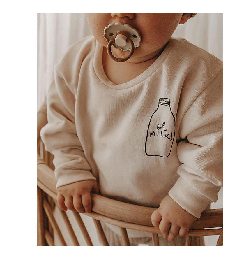 Baby Toddler Unisex Cute Print Round Neck Long Sleeve Sweatshirt
