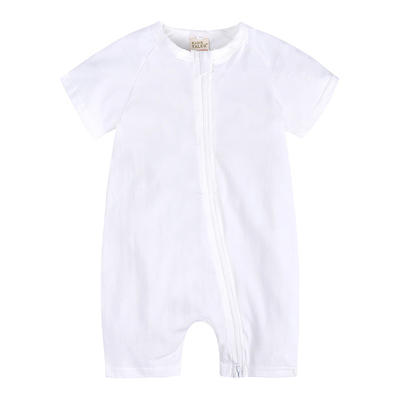 Baby Unisex Solid Cotton Zip Jumpsuit
